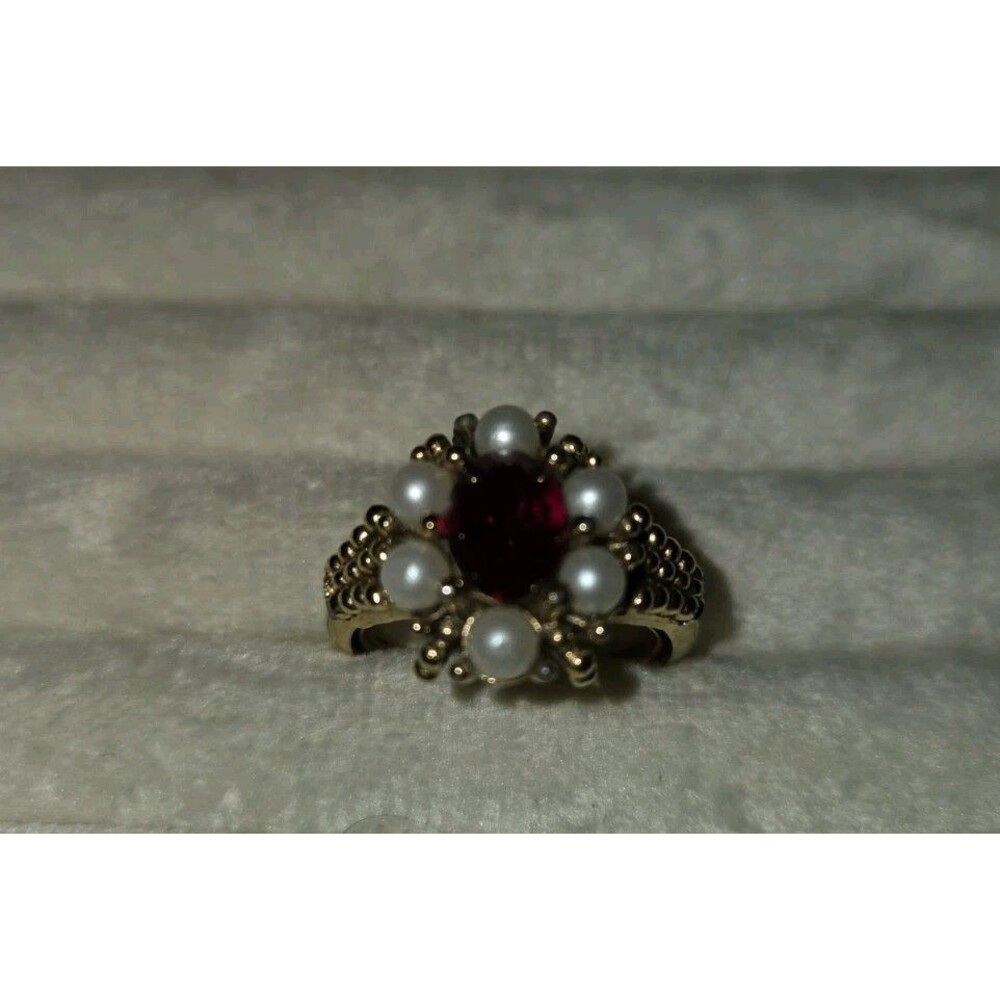 Vintage Avon Signed Rose Glow Ring Gold Tone Victorian Style